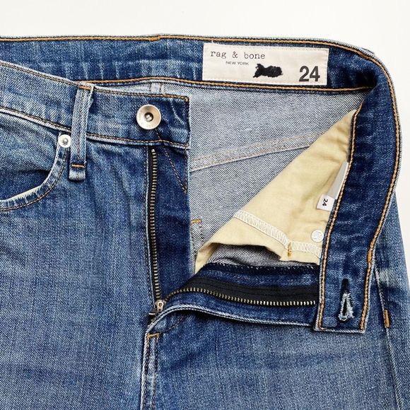 Rag & Bone Bella High Rise Boot Cut Flare Jean Slit Hem Ambra Medium Blue 24 - Picture 7 of 9